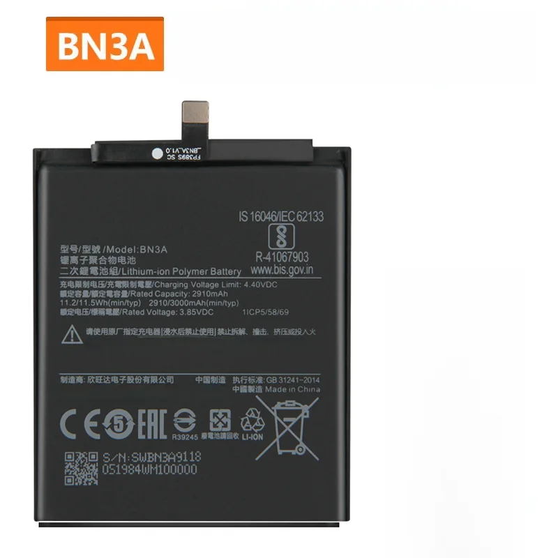 

Сменный аккумулятор BN3A для Xiaomi/Redmi Go, аккумуляторная батарея для телефона 3000 мАч