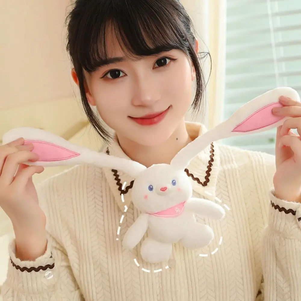 Pull Handle Rabbit Pulling Ears Rabbit Plush Toy Fun Interaction Long Legged Bunny Plush Keychain Soft Pulling Ears