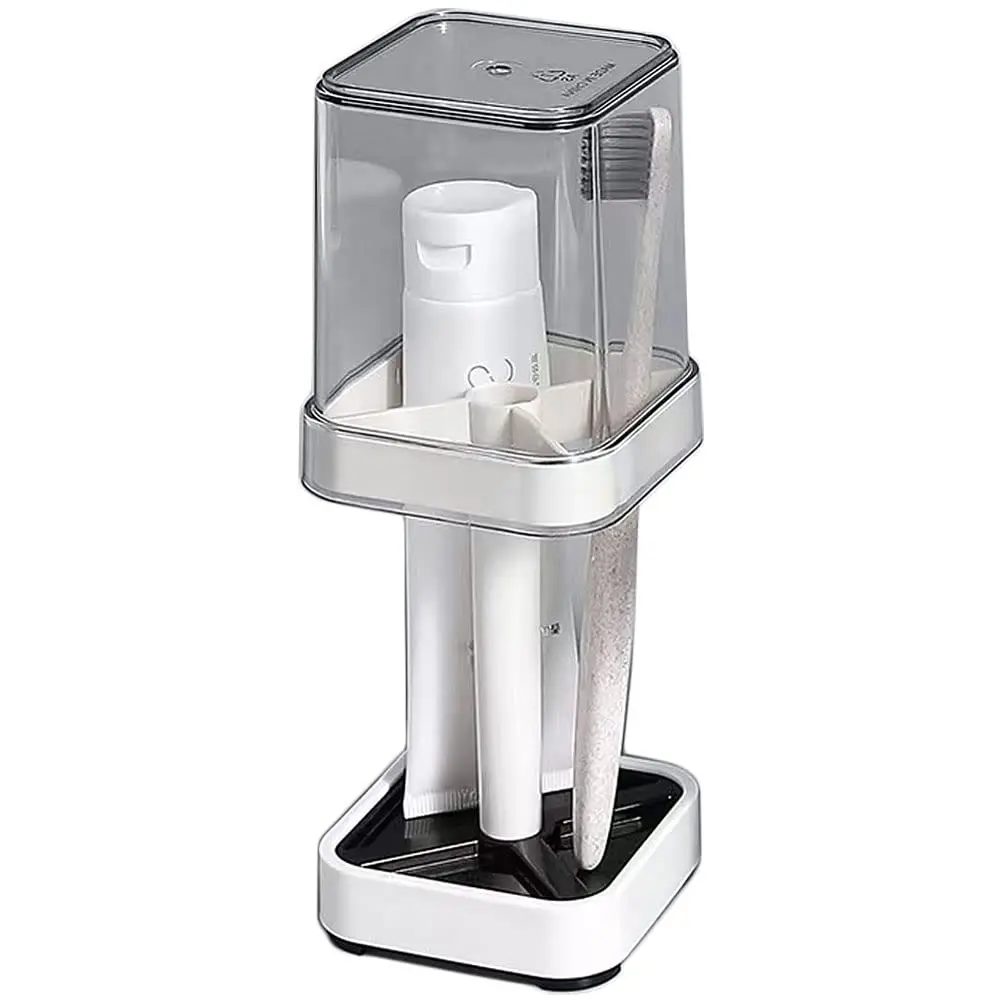 

1 Pack Toothbrush Holder Stand with Cover/Cup, 3 Slots Toothbrush Holders for Bathrooms, Compatible with Toothpaste