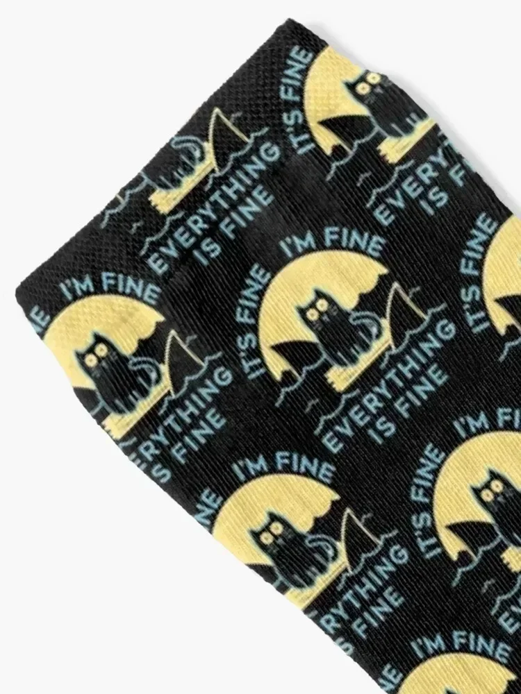 Gift It_s Fine I_m Fine Everything Is Fine Christmas Ugly X-mas Lights Teacher Socks floor Wholesale Socks Man Women's