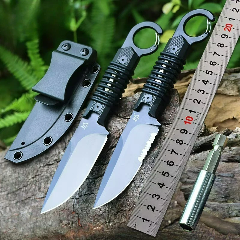

New Outdoor Survival Straight Knife Multifunctional, Outdoor Integrated Keel Survival Knife K Sheath Camping