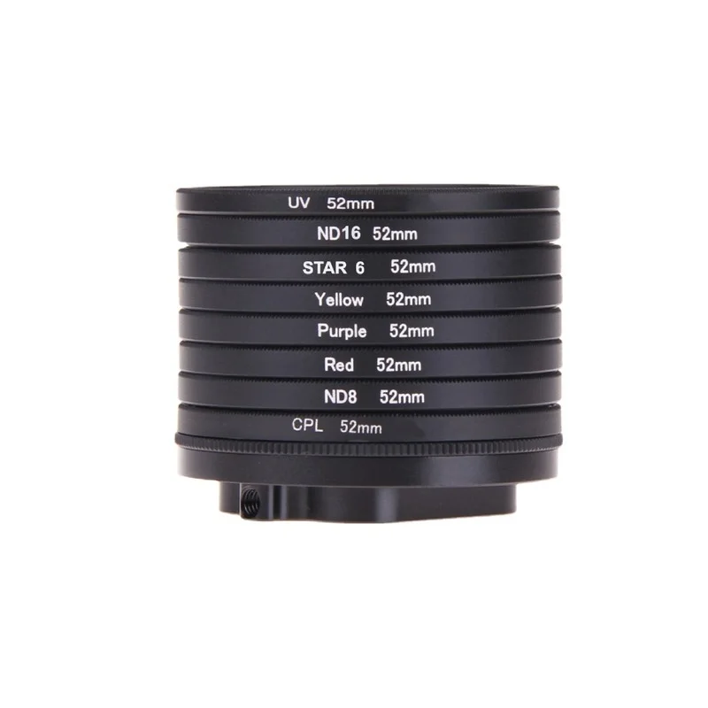 52mm Lens Filter Adapter Ring CPL UV ND8 ND16 Star 6 Red Yellow FLD/Purple for GoPro HERO 9 10 Black Camera 8 In 1 Kit