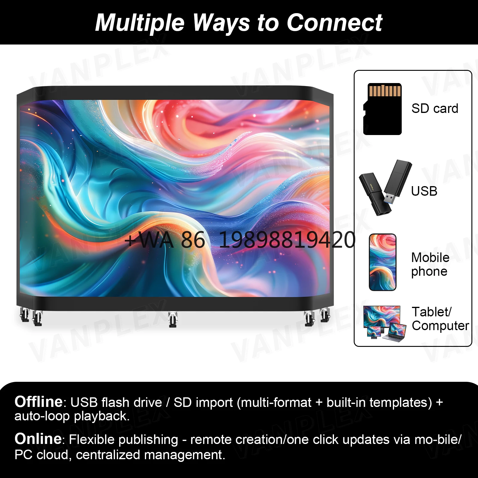 

Светами анимации и графического дисплея. Светодиодная DJ-будка. Подходит для баров, музыкальных фестивалей и выступлений на сцене.