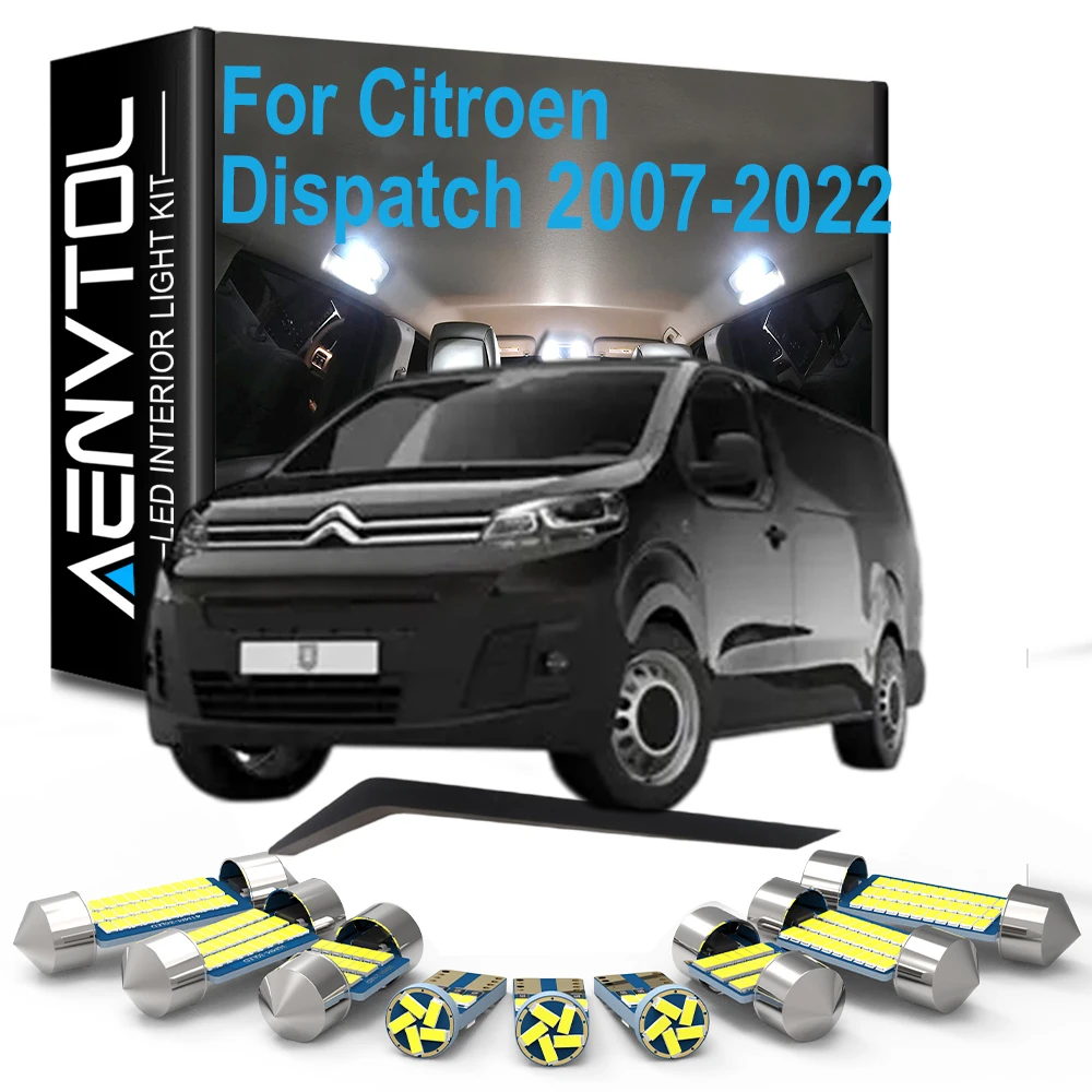 11Pcs Car Bulb Accessories LED Interior Dome Map Light Kit For Citroen Dispatch 2007- 2015 2016 2017 2018 2019 2020 2021 2022
