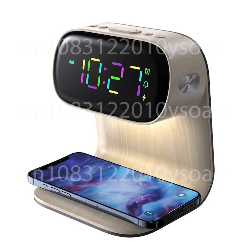 

Креативный деревянный ночник с беспроводной зарядкой, настольный минималистичный будильник, бесшумное украшение для спальни