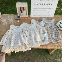 Two-Piece Set Sleeveless Princess Dress with Floral Print, Summer Thin Outfit for Baby Girls Baby Girl Cute Floral Skirt