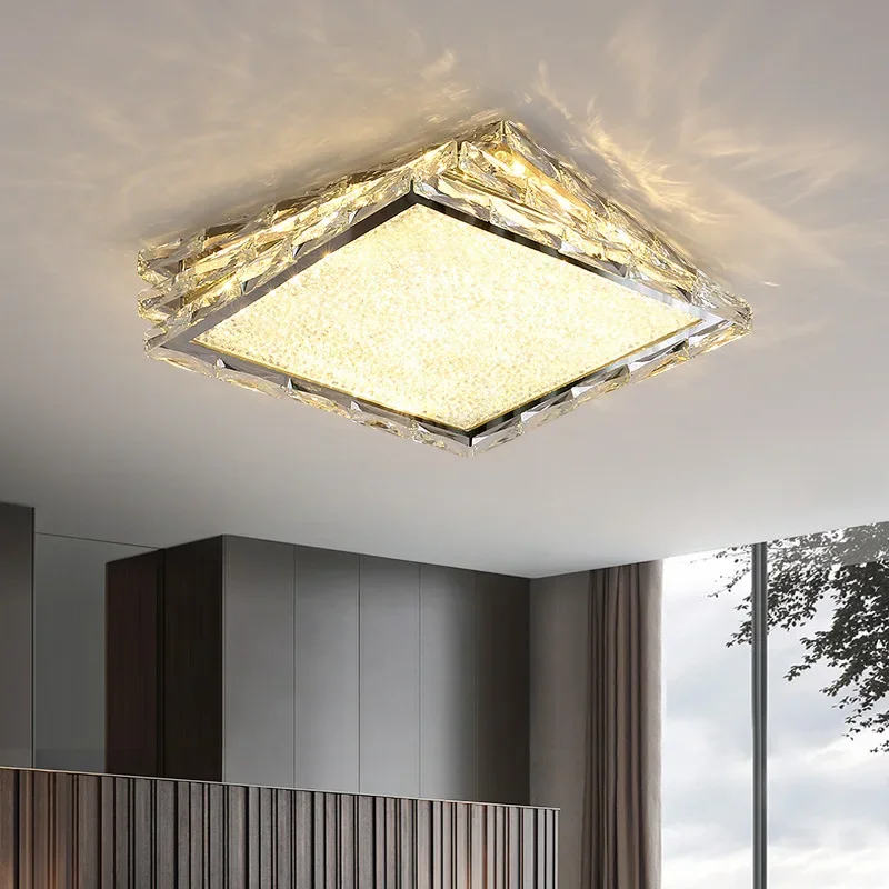 Imagem -02 - Cristal Led Teto Lâmpada para Quarto Iluminação Interior Nordic Gold Light Square Chrome Novo Luxo Hotel Escritório Sala de Estar