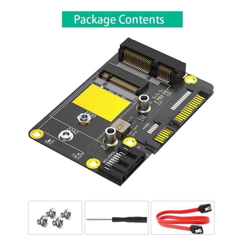 Adaptador Msata/M.2 NGFF SSD a SATA3 Dual, adaptador M.2/MSATA a SATA M.2 NGFF MSATA SSD a SATA3.0, adaptador de 2,5 pulgadas, 2 en 1