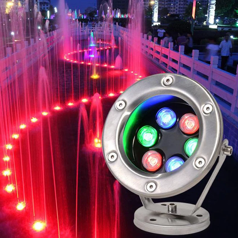 Stainless Steel LED Fountain Lamps Ip68 Waterproof Swimming Pool Lights 12V/24V Adjustable Led Underwater Lamps RGB Pond lights