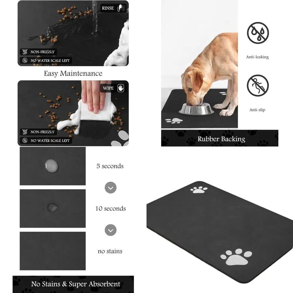 

Черный быстросохнущий впитывающий коврик для собак 23x34 с диспенсером для воды - Непачкающие товары для животных