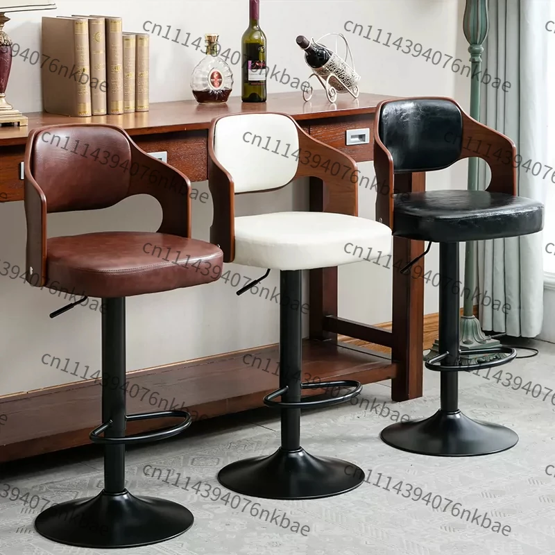 Solid wood bar chair Lifting bar chair Nordic high bar stool Household European backrest Front desk chair Modern and simple