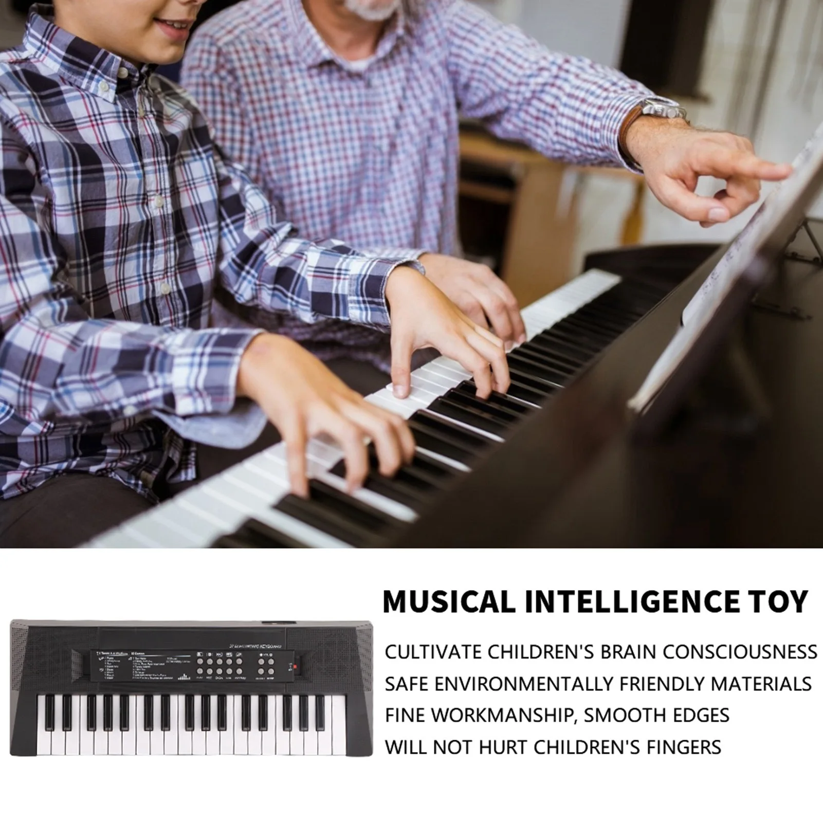 Teclado eléctrico ZK40, Piano de 37 teclas, instrumento Musical para niños, micrófono de juguete, función de grabación