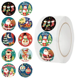 500pcs Happy Christmas Reward Stickers Corlorful Adhesive Roll Stickers Reward Chart Decorative Toy Gifts Sticker Labels