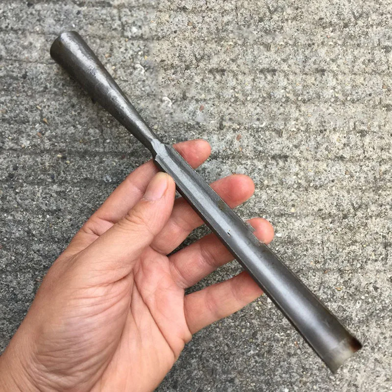 High carbon steel woodworking chisel flat mouth carving chisel DIY hand tool opening arc mouth slotting shovel forged integrated
