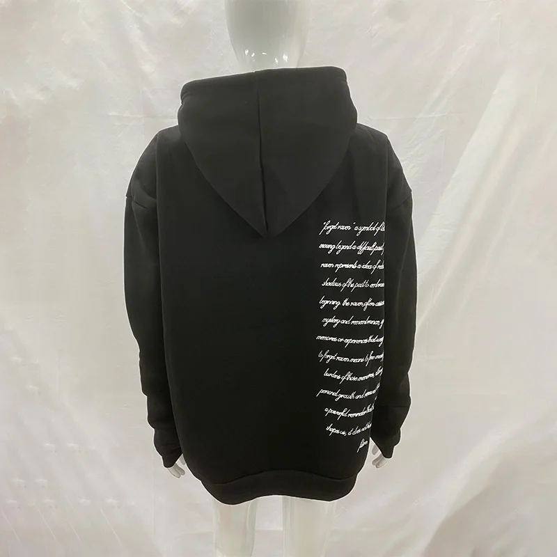 2026 Herbst Winter Damen Gothic-Print Oversized Hoodie Doppelseitiger Buchstaben-Druck Dunkler Streetwear Kapuzenpullover – Detail 5