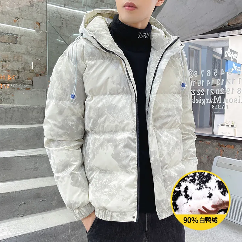 Fashion Warm Thicken Men's Parkas Winter New Brand Men's Solid Hooded Down Coats Outdoor Windproof Jackets Casual Men Clothing