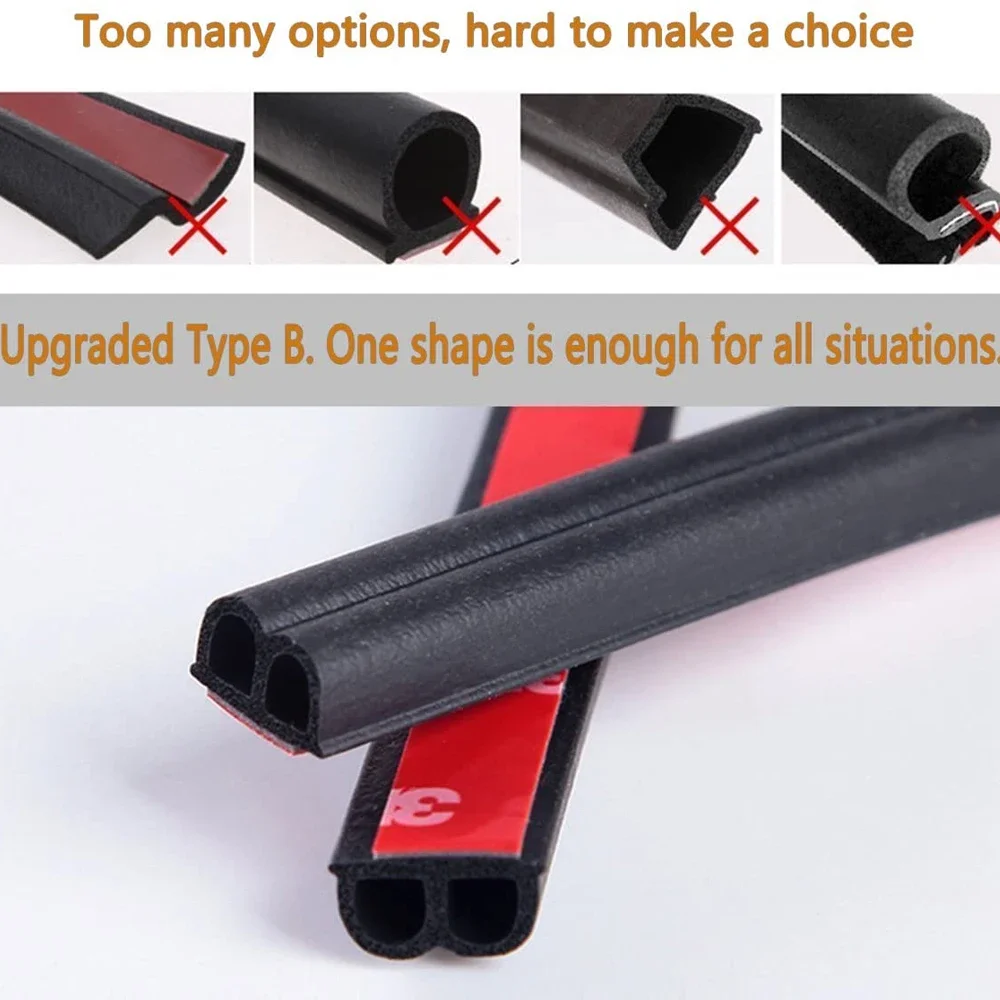 Car Seal Strips Rubber Auto Seal Protector Sticker Window Edge Windshield Roof Rubber Sealing Strip Noise Insulation Accessories