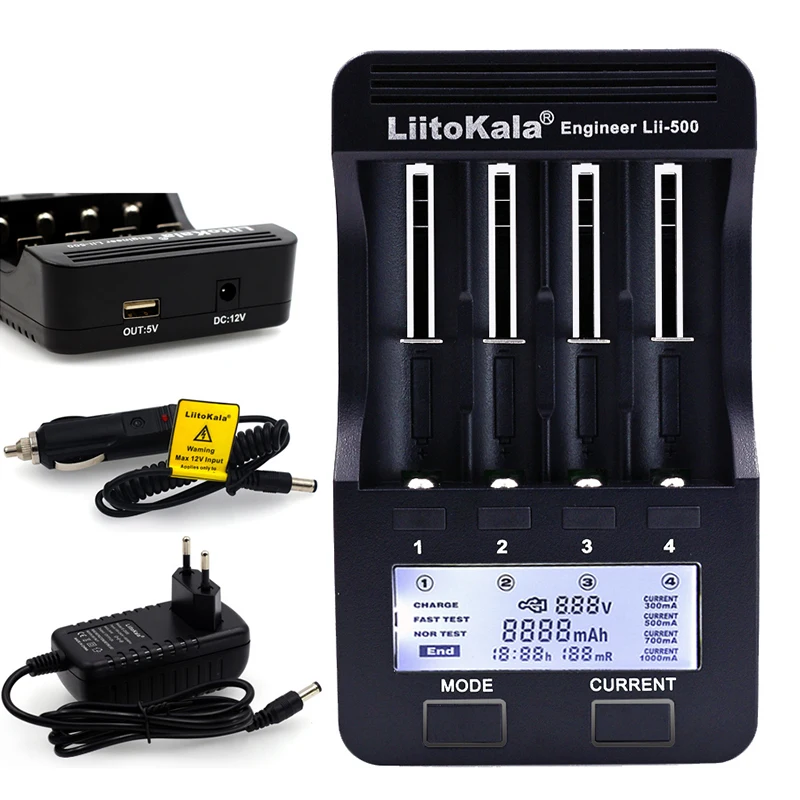 Liitokala  Lii-S2 Lii-S4 Lii-C2 Lii-500 LCD 3.7V 1.2V 18650 18350 18500 14500 26650 AA NiMH Rechargeable Lithium-Battery Charger