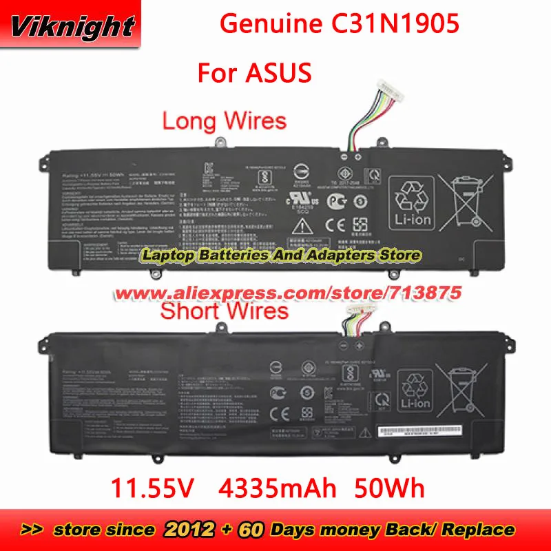 

Genuine C31N1905 Battery 3ICP5/70/82 for ASUS K533F S433FL S533FL Vivobook 14 15 OLED 16X 17X S13 S14 S15 11.55V 4335mAh 50Wh