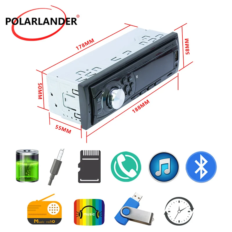 

TF USB-карта Bluetooth-вызов AUX-входная карта дистанционного управления FM-автомобильный радиоплеер MP3-плеер