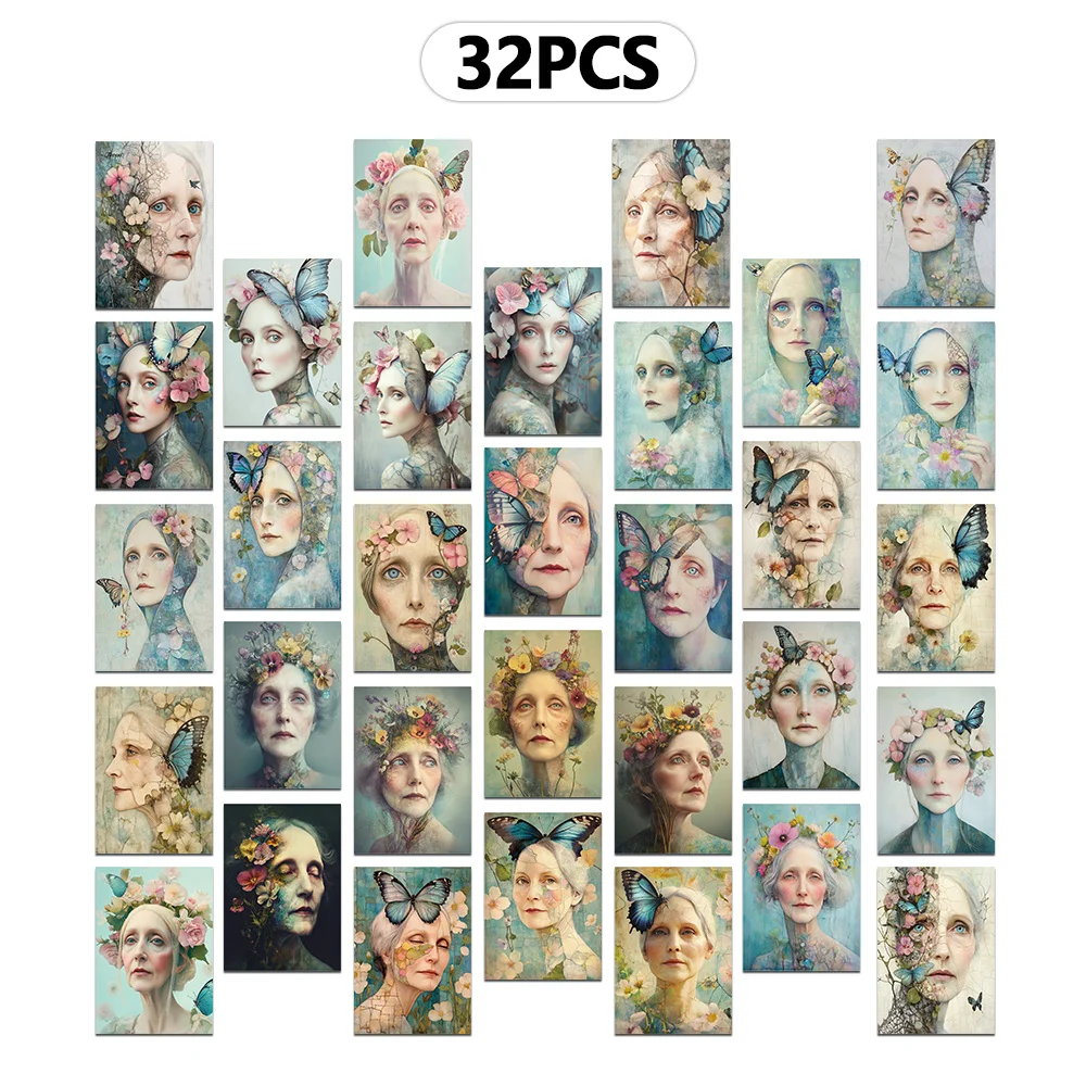 32pcs, Flower Butterfly Goddess postcards, decoration/greeting cards/postcards, high-precision printing, collectible and  mailed - view 6