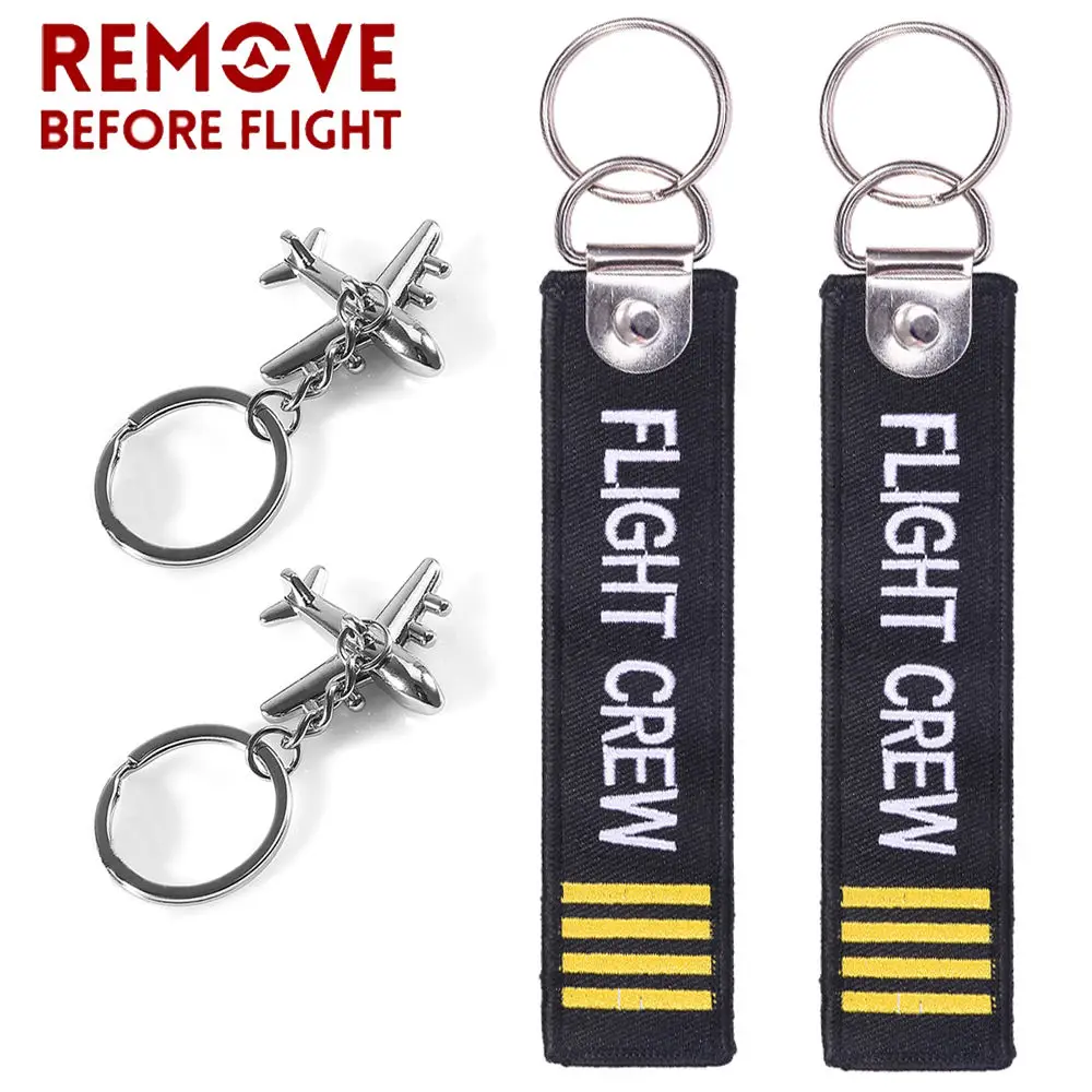 2PCS Pilot Gifts Airplane Keychain Model Key Ring Creative Aircraft Keyfob For Funny New Pilot Jewelry For Women Men