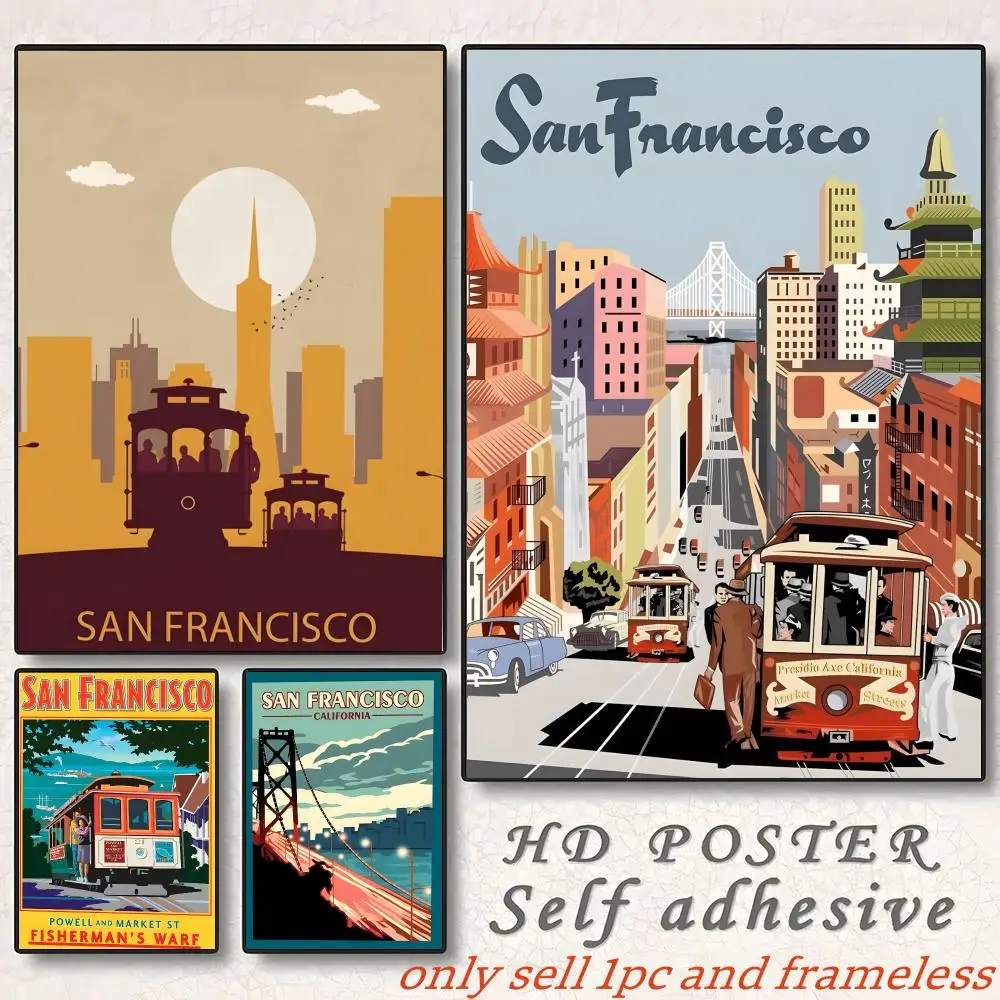 San Francisco City Classic Style Poster Poster Home Living Bed Room Bar Hallway Sticky Wall Art Printing Aesthetic Decor