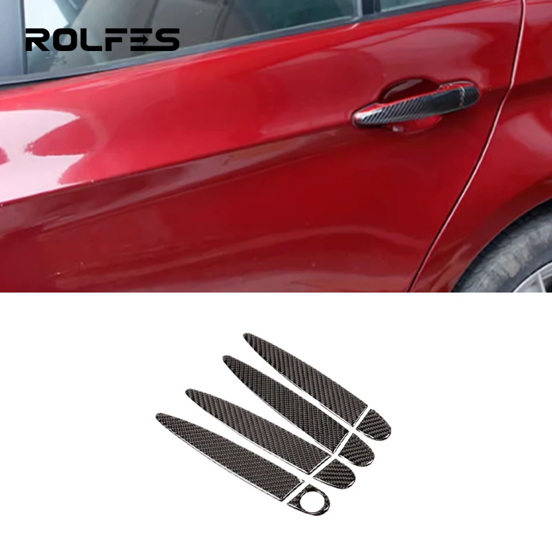 ROLFES 8 Pcs For BMW 3/4 Series 2013-2019 Exterior Handle Panel Decorative Frame Sticker Carbon Fiber Car Accessories