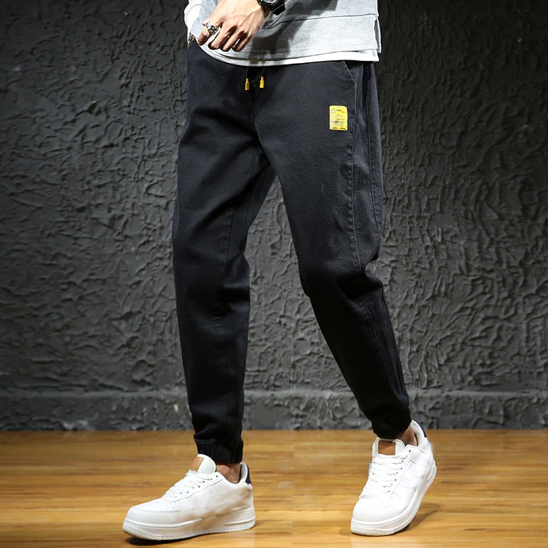 

Big size nine-minute trousers jeans men casual stretch trend large size Harlem trousers small leg trousers 7XL 6XL black jeans