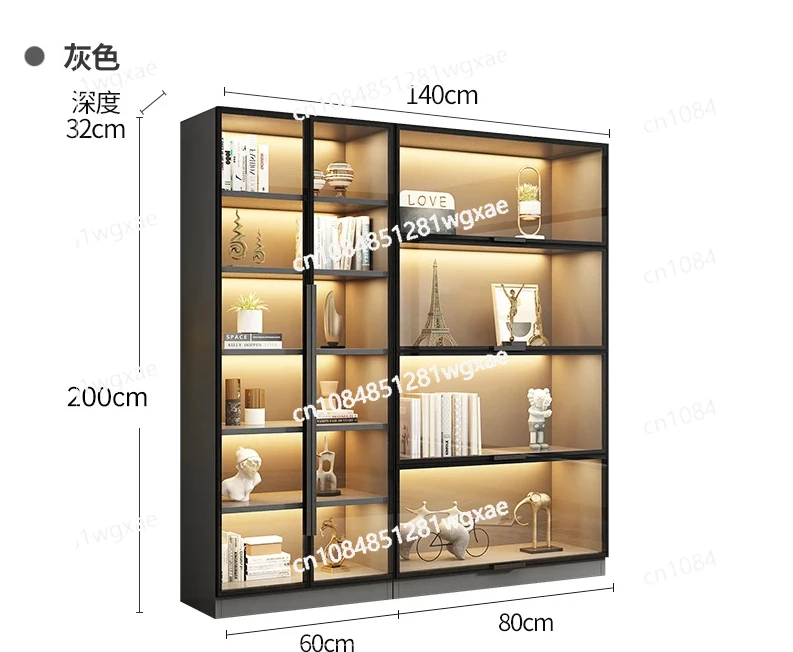 Whole Wall Light Luxury Modern Minimalist Living Room Display Cabinet with Glass Door Furniture Glass Cabinet