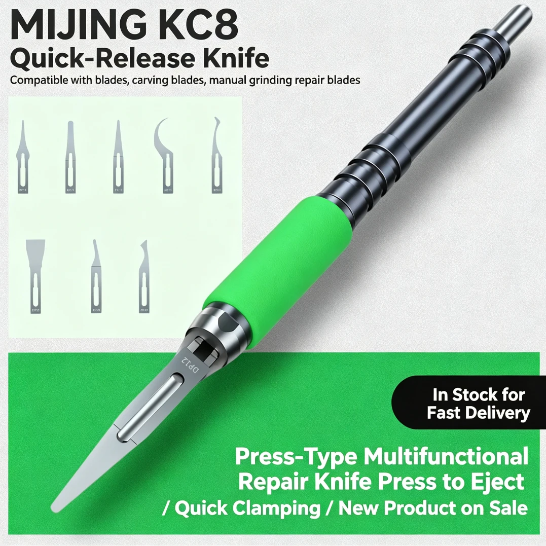 

Mijing KC8 Non-slip Quick Release Knife Mobile Phone CPU NAND Glue Removal Blade Motherboard BGA Chip Scraper Pry Knife Kit