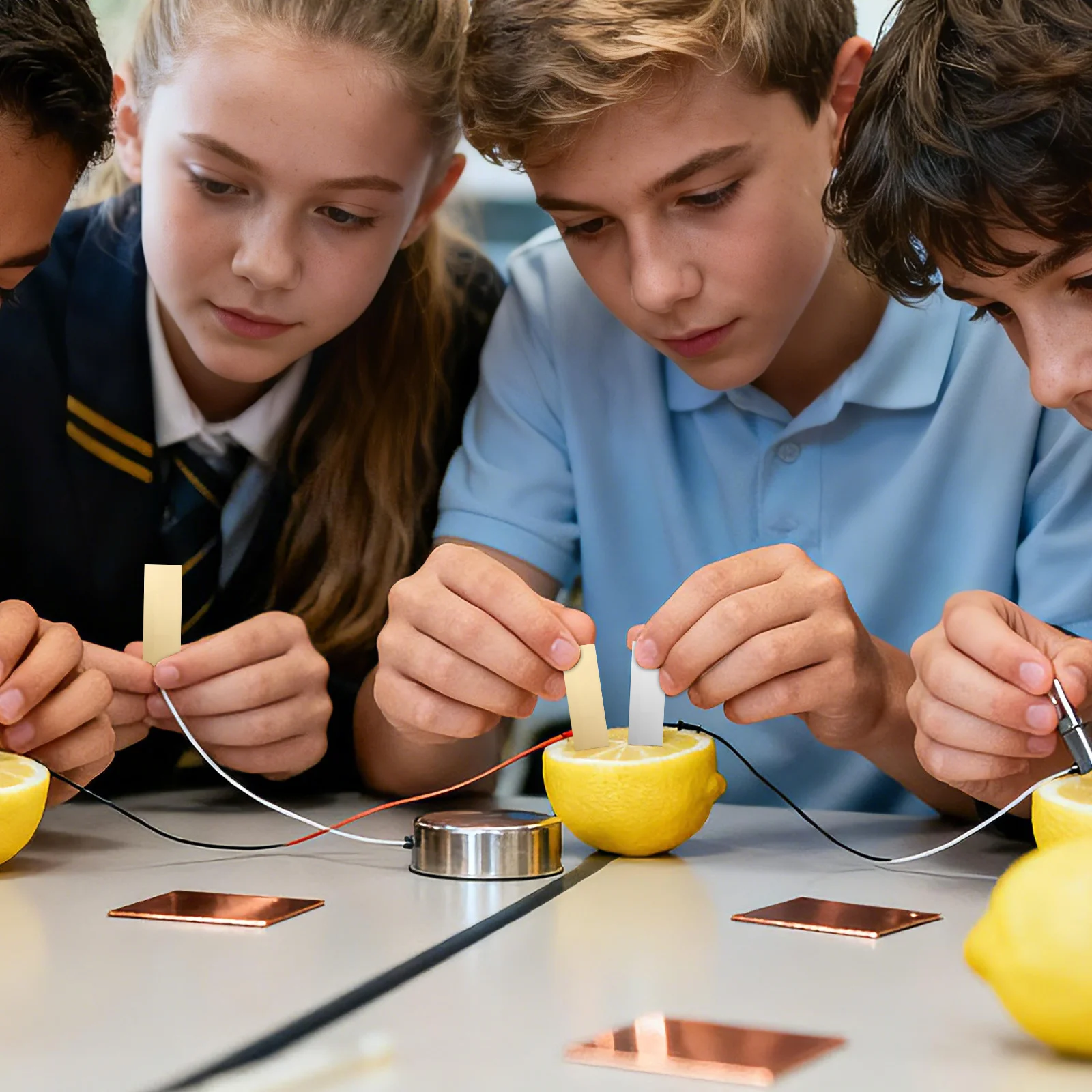 10 أزواج من شرائط النحاس الزنك شرائط متينة للفاكهة DIY لوازم التجربة تعليم الكيمياء الفيزيائية