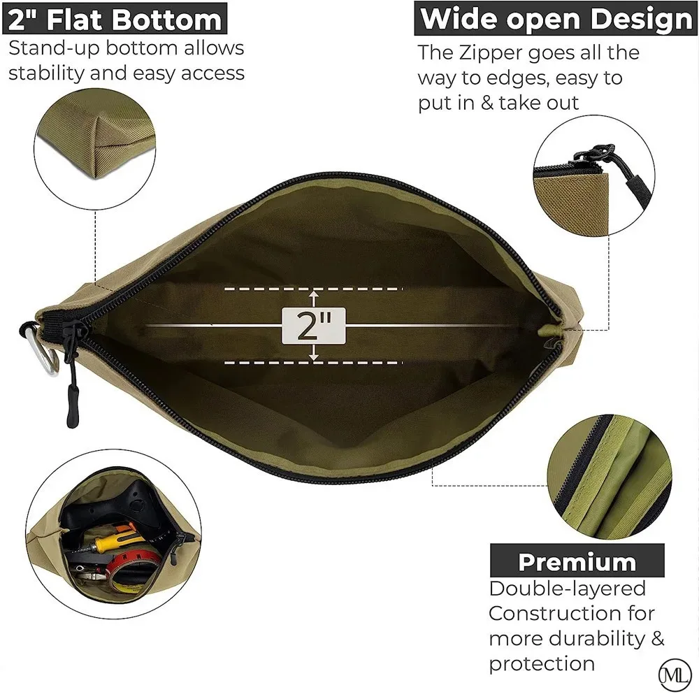 1PCS Multi-Function Tool Bag Zipper Pouch Wear-Resistant Organizer for Camping Woodworking Electrician Gardening
