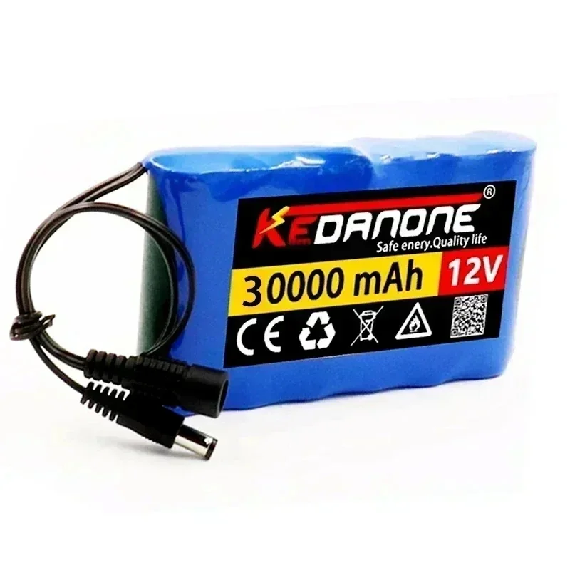 12V Portable Battery 30000mAh Standard Capacity Battery DC 12.6V 30Ah CCTV Camera Monitor + Charger