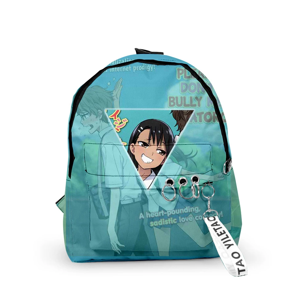 

Harajuku Cool Nagatoro Notebook Backpack Boys/Girls pupil School Bags 3D Print Keychains Oxford Waterproof Cute Small Backpacks