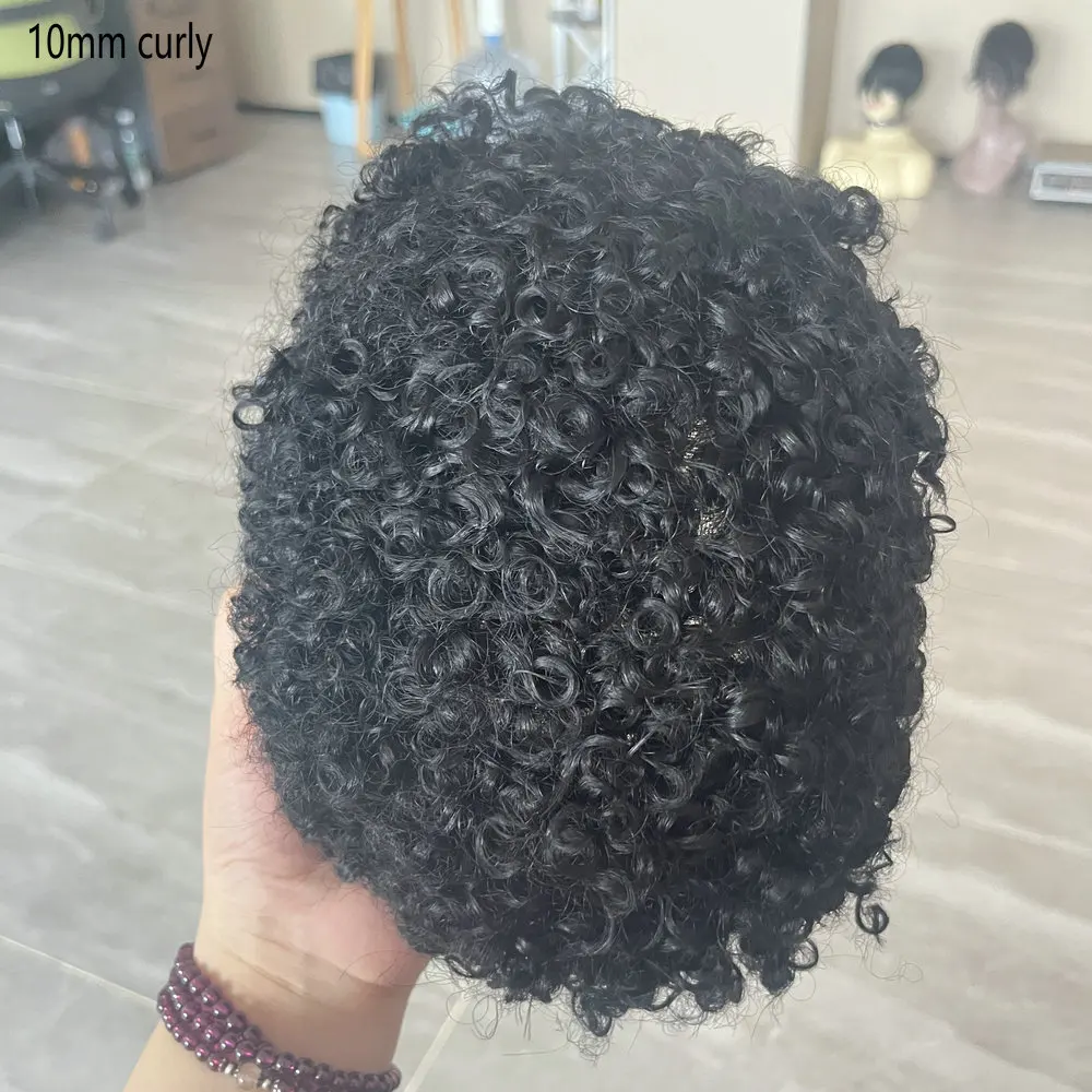 الرجال الباروكات 8 مللي متر/10 مللي متر الأفرو Knky مجعد دائم الرجال الشعر المستعار شعر الإنسان غرامة أحادية NPU قاعدة براون شقراء رجل الشعرية الاصطناعية