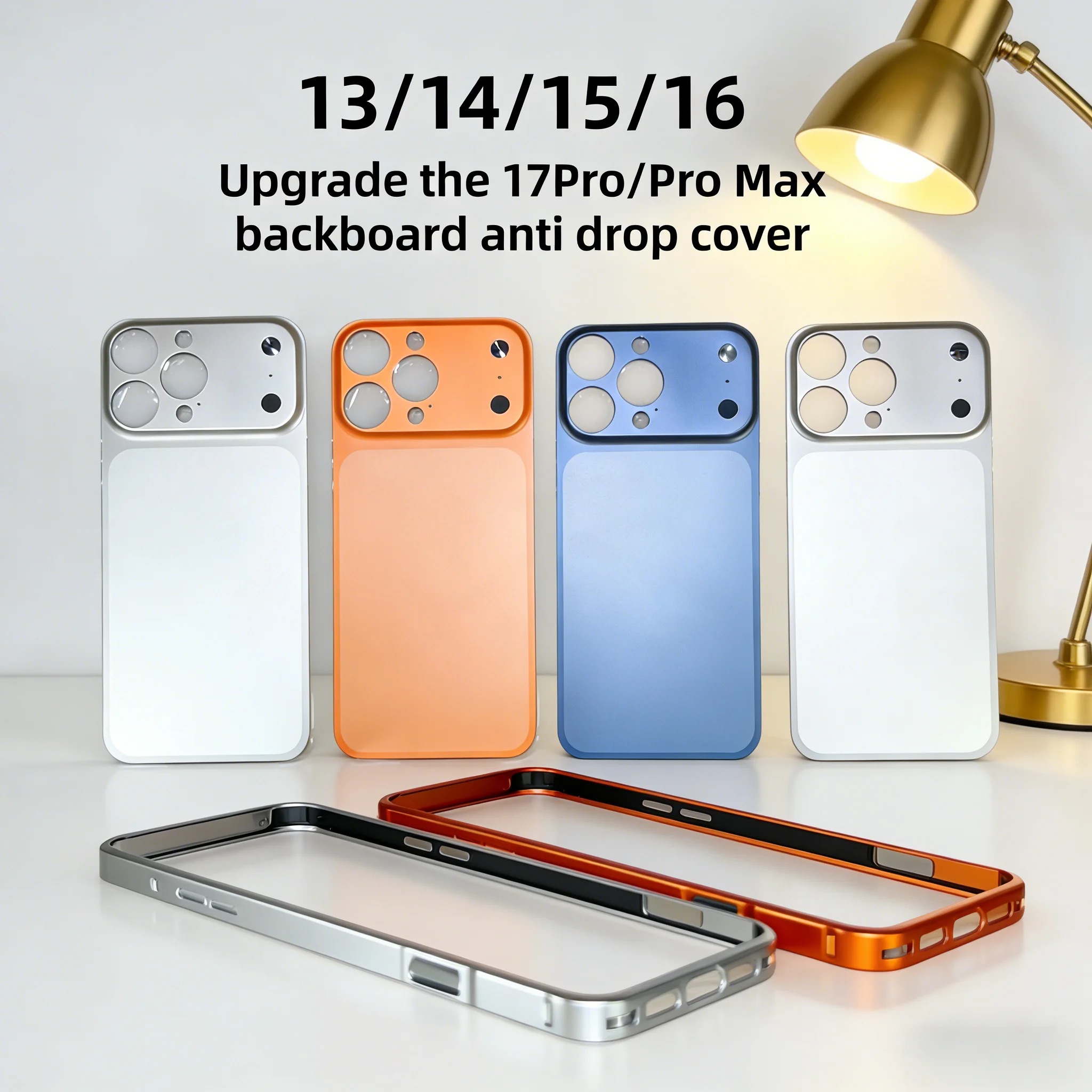 Original Color Alloy Frame Case For 14 15 16 13 Pro/Pro Max Instant Upgrade 17Pro/Pro Max Large Window Backplane Anti-Drop Cover