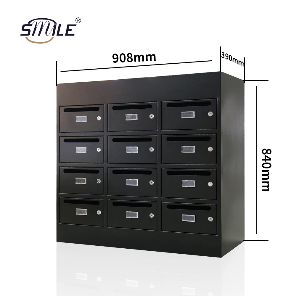 

CHNSMILE Customized Fabrication Outdoor Apartment Mailbox Steel 12 Door Wall Mounted Metal Parcel Delivery Drop Box