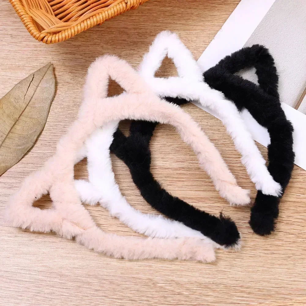 Cat Ears Headband para Mulheres, Cartoon Plush Hair Band, Anime Cosplay, Bonito Headware, Face Wash, Acessórios para Cabelo, Meninas