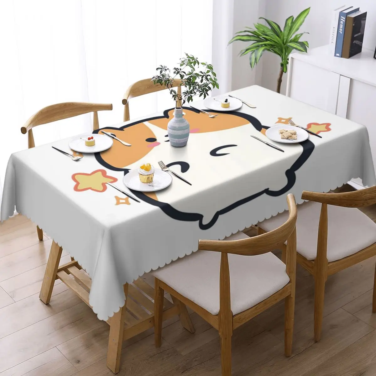 Cute Hamster Custom Rectangular Tablecloth Oilproof Table Cover for Dining Events Table Cloth
