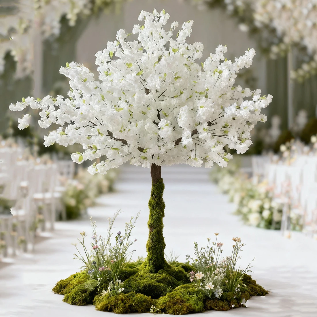 

Artificial Cherry Blossom Tree for Wedding Events Decorations White Pink Table Tree Indoor Outdoor Decoration