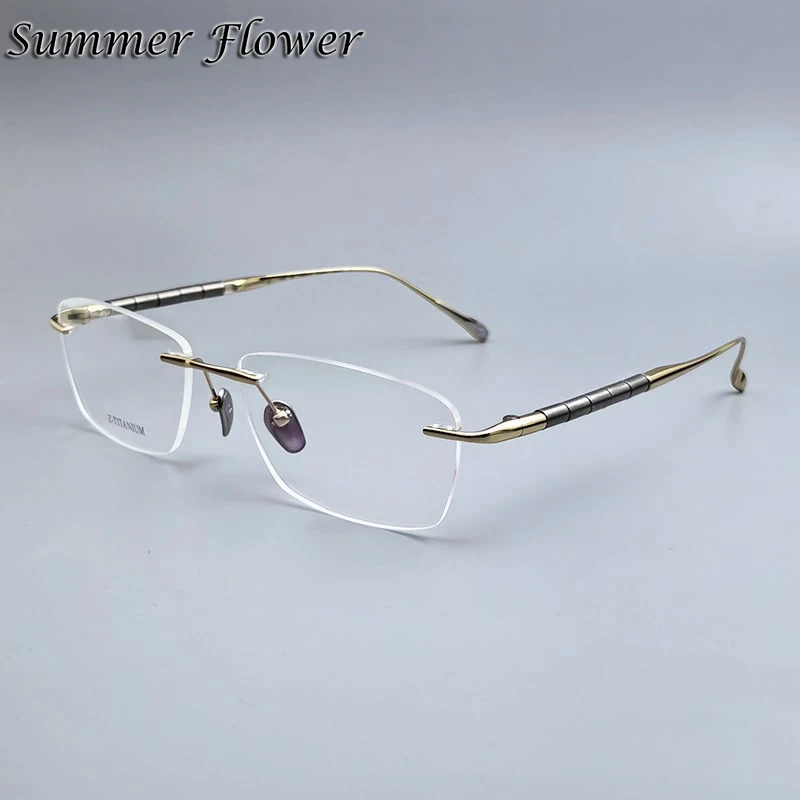 Top Quality Glasses Men Pure Titanium Spring Hinge Eyeglasses Prescription Optical Lenses Male Light Weight Frame