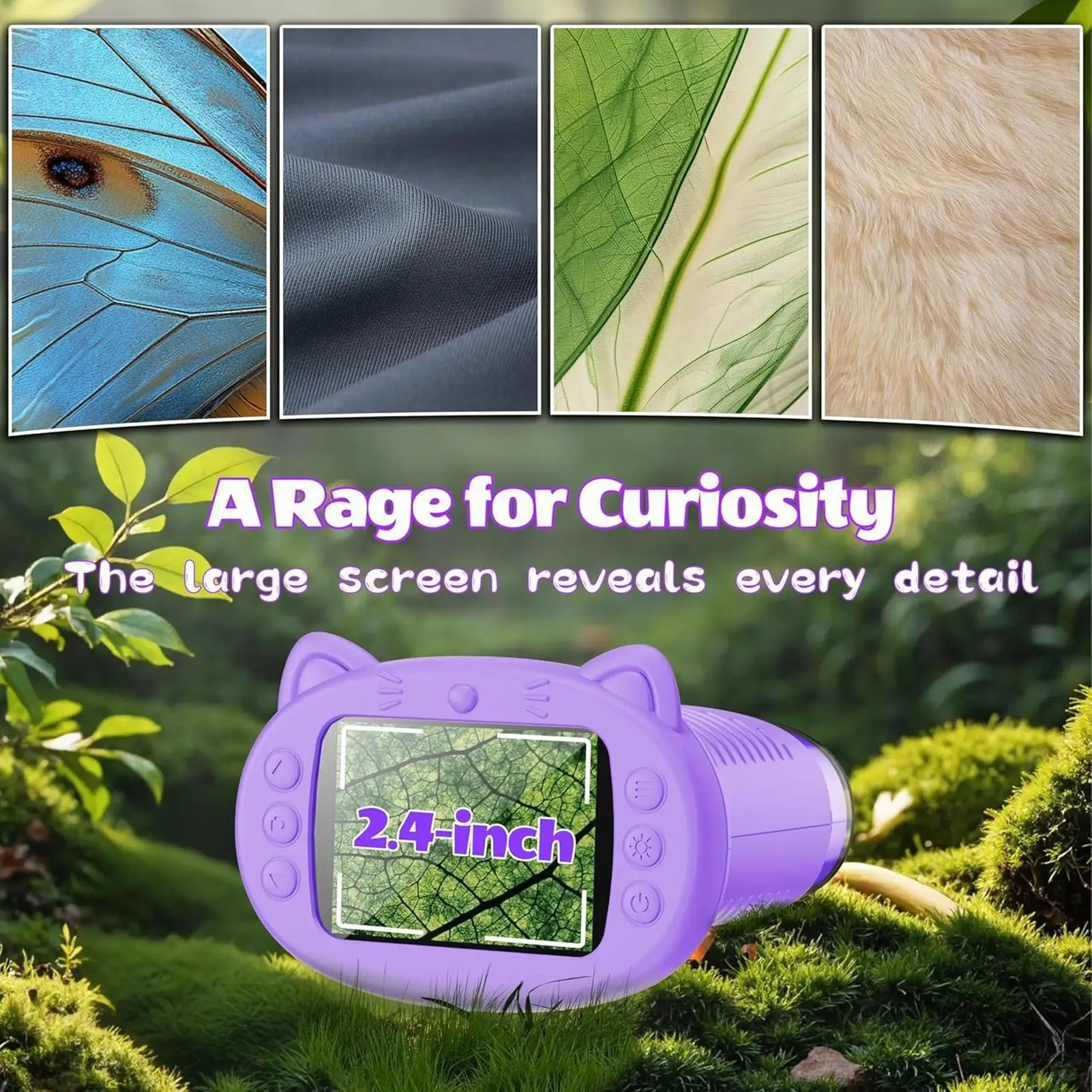 

2.4inch Screen Mini Pocket Digital Microscopes Rechargeable 1000X Handheld Microscope Portable Education Gift Children Students