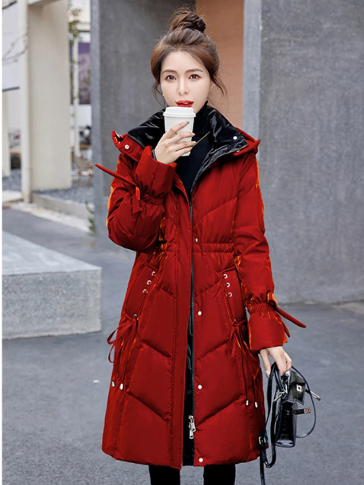 

Women's Down Coats Fall Winter New Puffer Jacket Windproof Thick Warm Outerwears Glossy Casual Trendy High Street Down Jackets