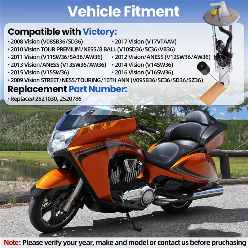 

For Victory Vision All 2008-2017 Motorcycle Fuel Pump Assembly Part Numbers 2521030 2520786