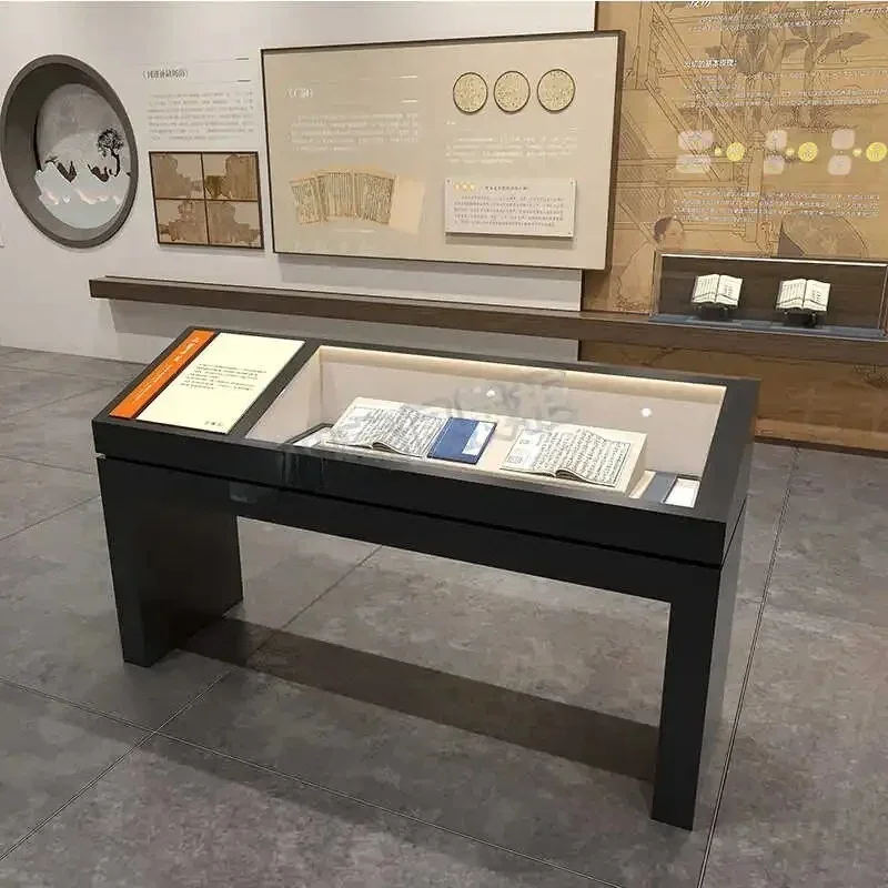 

Hydraulic cultural relics calligraphy and painting jade glass display cabinet Museum exhibition hall Documentation glass display