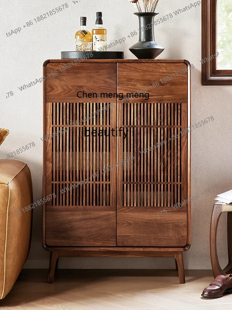 

D178 New Chinese Style Shoe Cabinet Doorway Entrance Storage Rack North America Black Walnut Wooden Door Hall Cabinet Home Cab