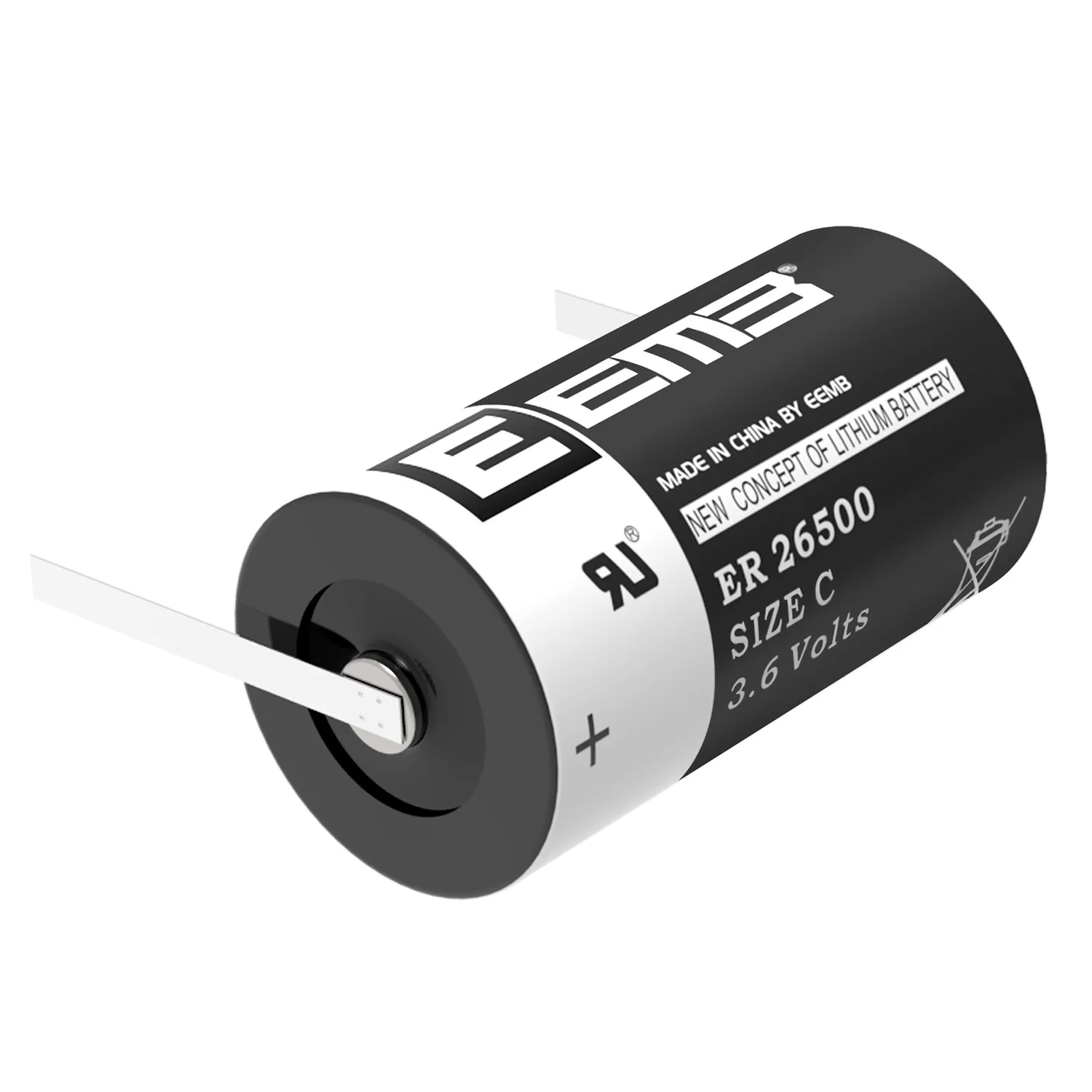2/10/50 peças eemb ER26500-FT 3.6v bateria de lítio tamanho c com pinos de metal bateria para gps sensor medidor de água/gás personalizável