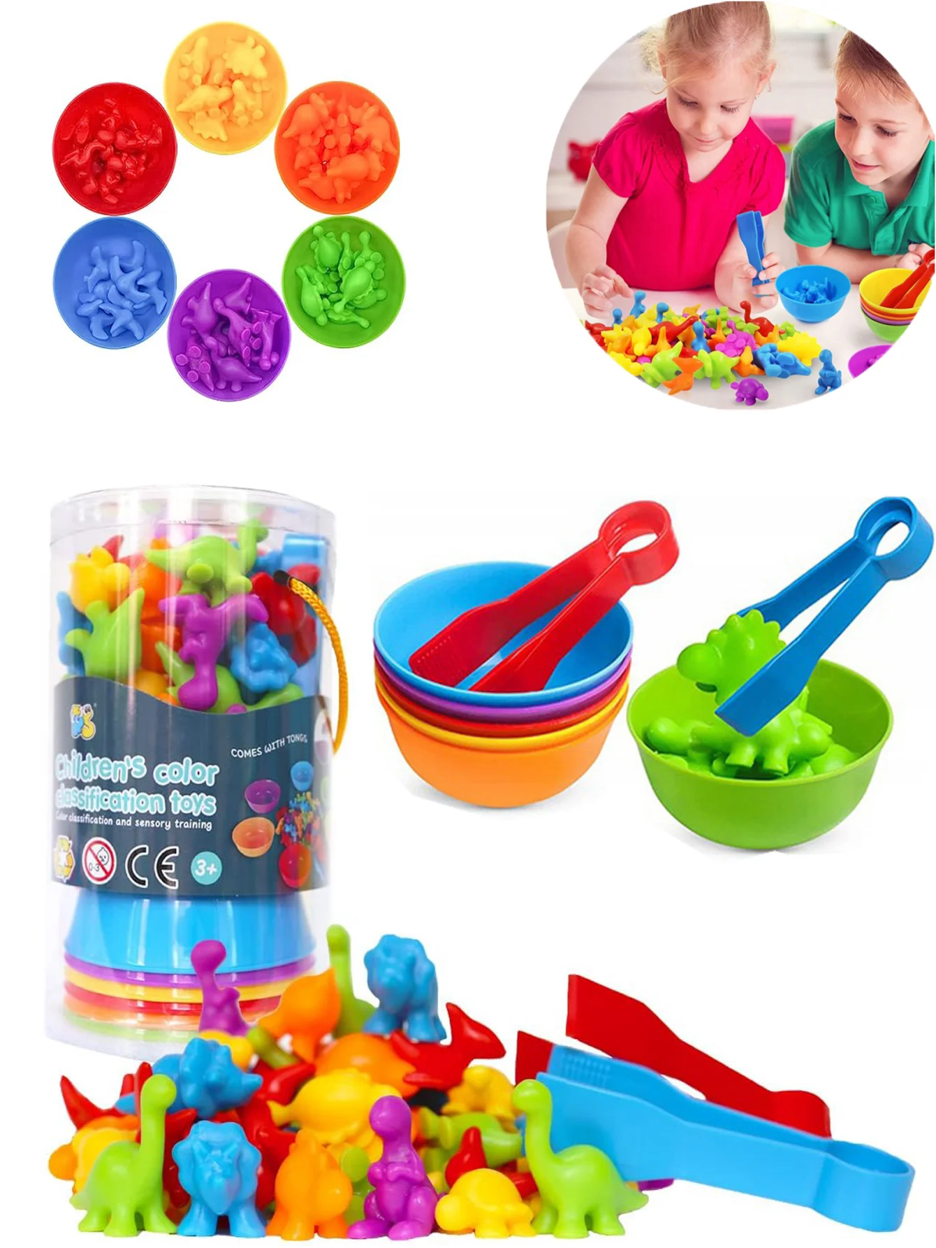 

Материал Монтессори, Радужный счетный медведь, математические игрушки, животное, динозавр, сортировка цветов, игра на совпадение, детская развивающая сенсорная игрушка