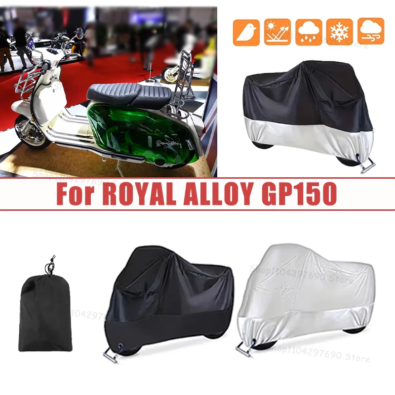 210D Oxford Motorcycle Cover Waterproof All Season UV Protection For ROYAL ALLOY GP150 Anti-Tear Windproof Motorbike Cover